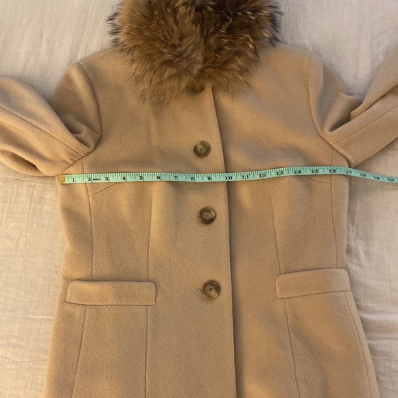 Ann Taylor Wool Camel Coat Fur Collar - Picture 6 of 9